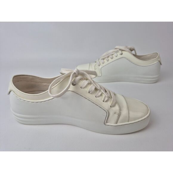 Chanel Women's Cream White Rubber Patent Leather CC Sneakers Size 37 - Picture 4 of 7